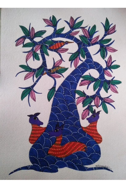 Gond Art Painting - Herd of Deer